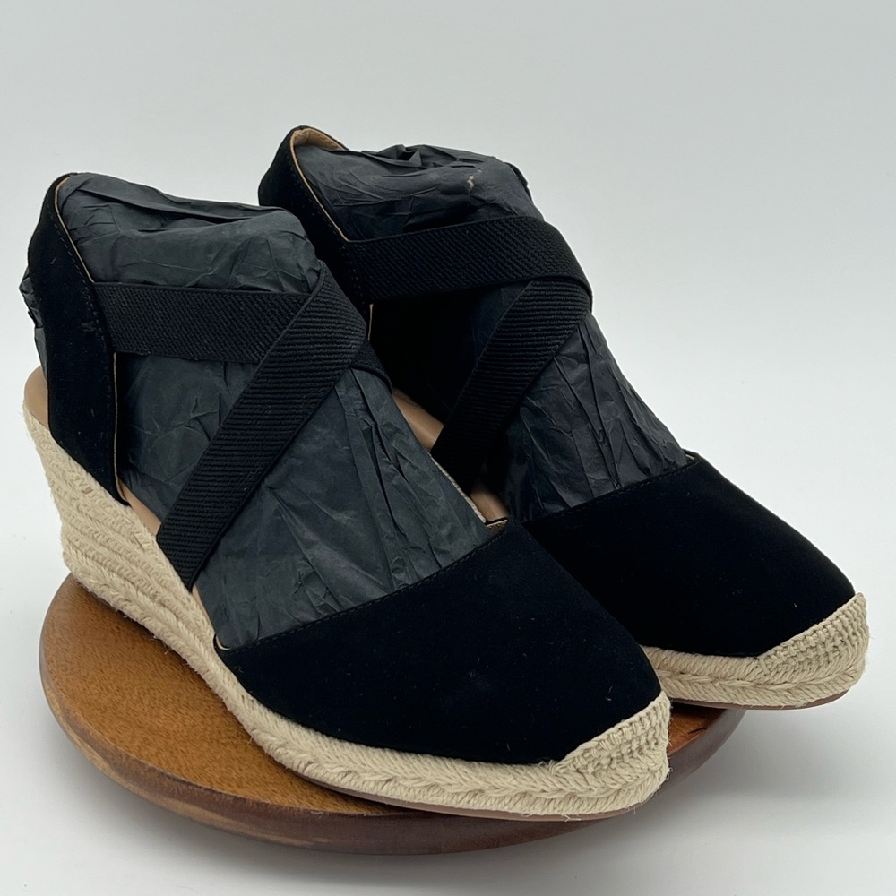 Easy Spirit Meza Espadrille Wedge Sandal Black 001 Women’s Shoe Sz.9 Wide